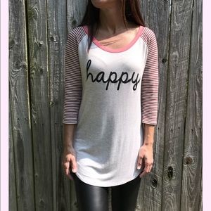 3/4 sleeve “happy” top